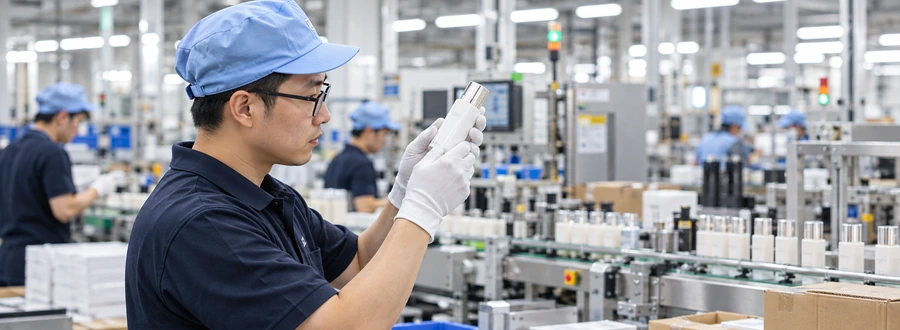 Factory inspector reviewing a finished sample